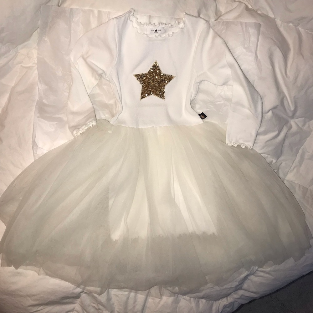 Girls White Petite Hailey dress, size 5